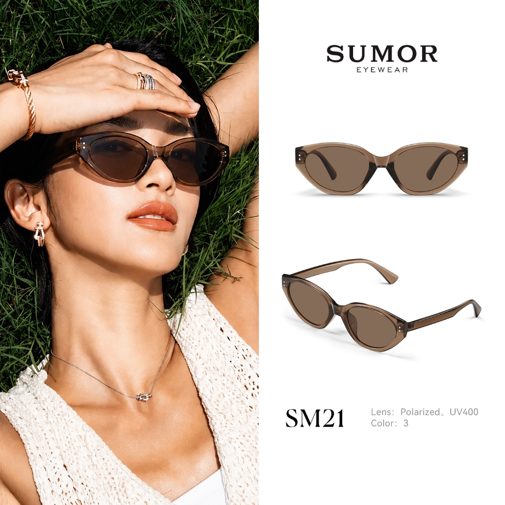 SUMOR (SM21) แว่นกันแดดทรงแคทอายสำหรับผู้หญิง ดีไซน์วินเทจ เลนส์กัน UV400