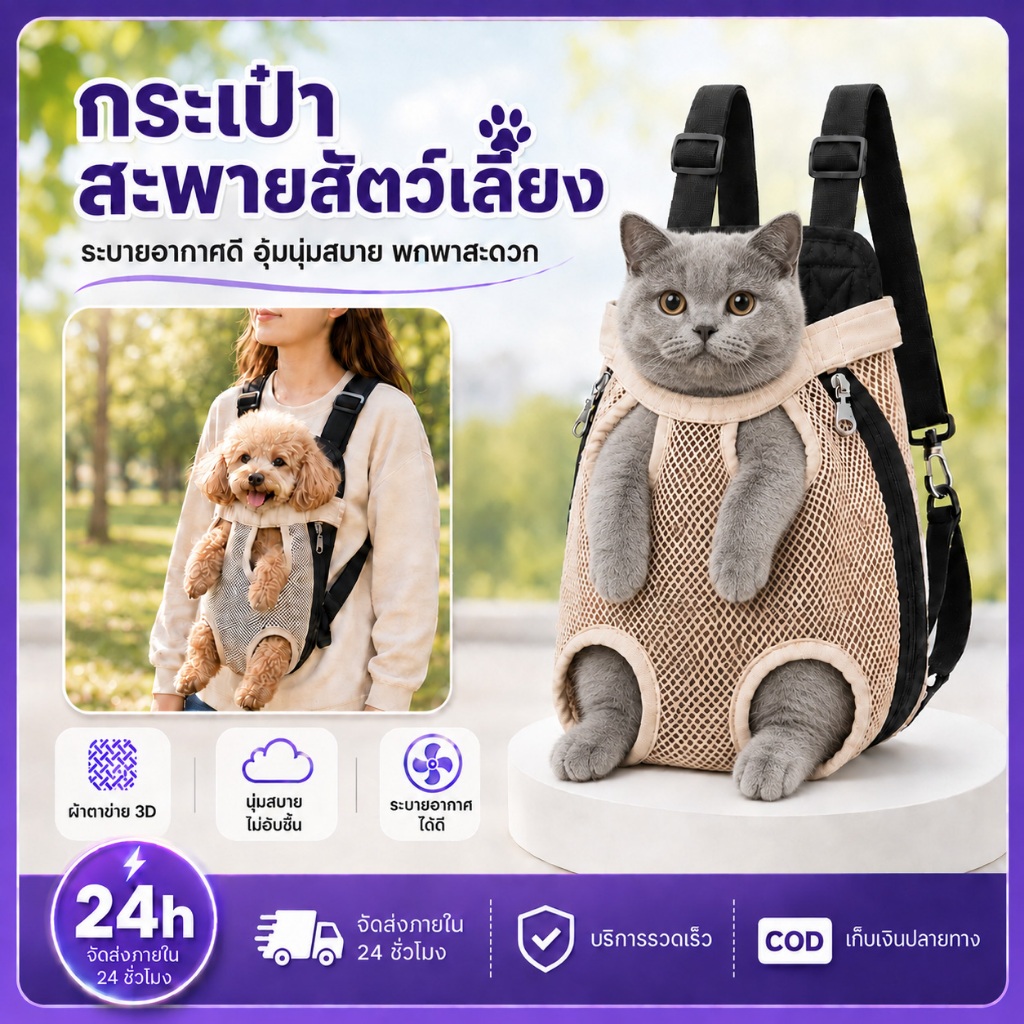 PETWELL กระเป๋าแมว กระเป๋าสะพายสัตว์เลี้ยง