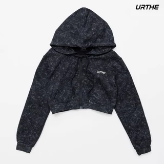 URTHE - เสื้อฮู้ดครอป ซิปหน้า รุ่น IMMEDIATE PAIN HOODIE CROP