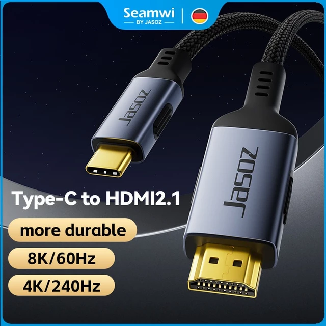 Seamwi สาย Type C to HDMI 2.1 8K/60Hz 4K/240Hz USB C การเชื่อมต่อโปรเจคเตอร์ โทรศัพท์ต่อ ทีวี