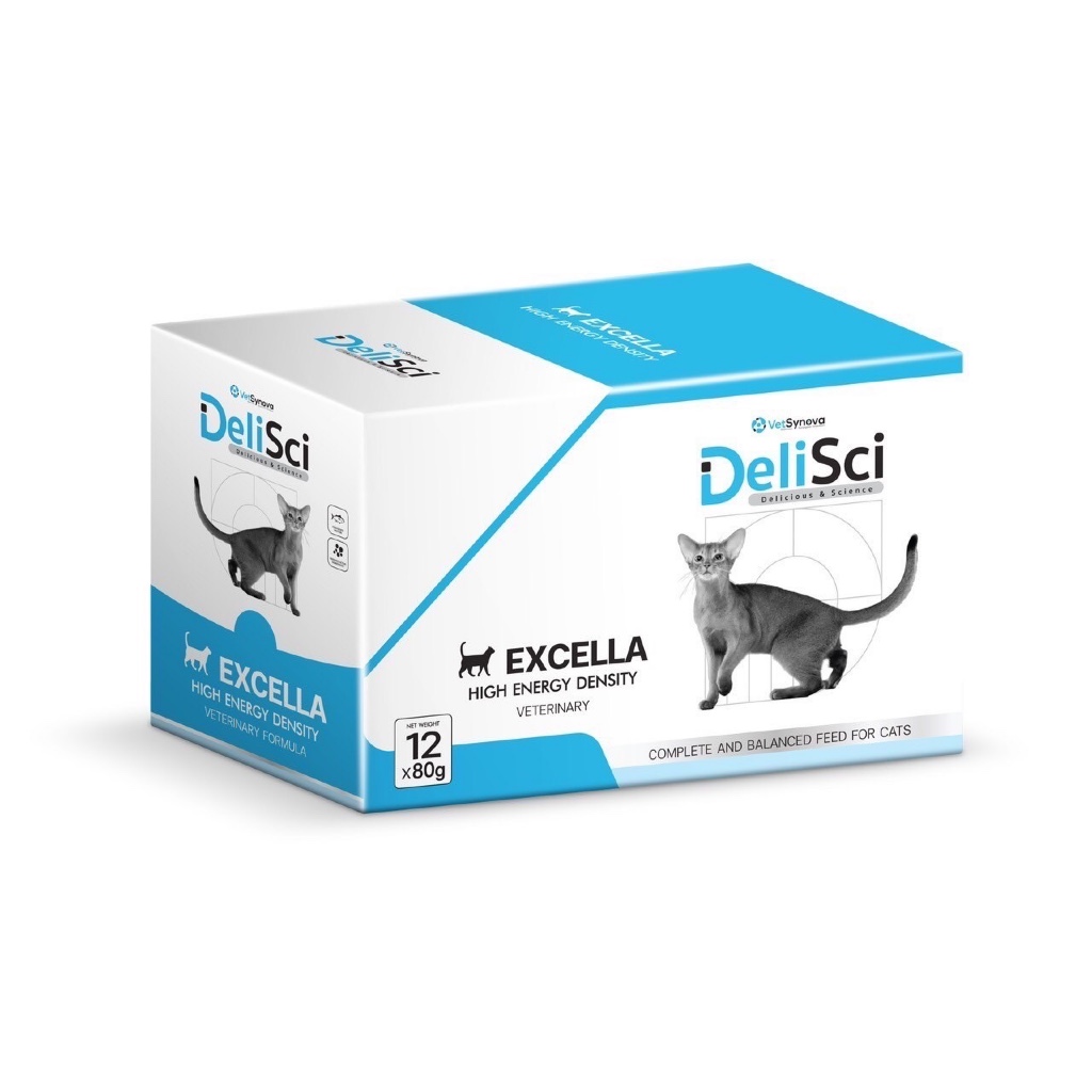 DeliSci Excella wet for Cat อาหารฟื้นฟูสำหรับแมวป่วย (กล่อง 12 ซอง) 80g ...