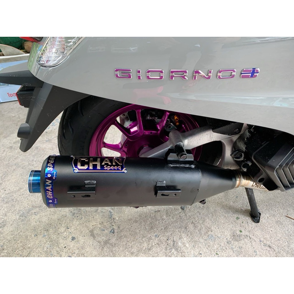 ชาญสปีด ท่อผ่าจีออโน่ Giorno125 โฉมใหม่ล่าสุด คอเลสไล่สปริงคอสกีนChanspeed ขนาดคอท่อคอ25ออก45 และ คอ28ออก45