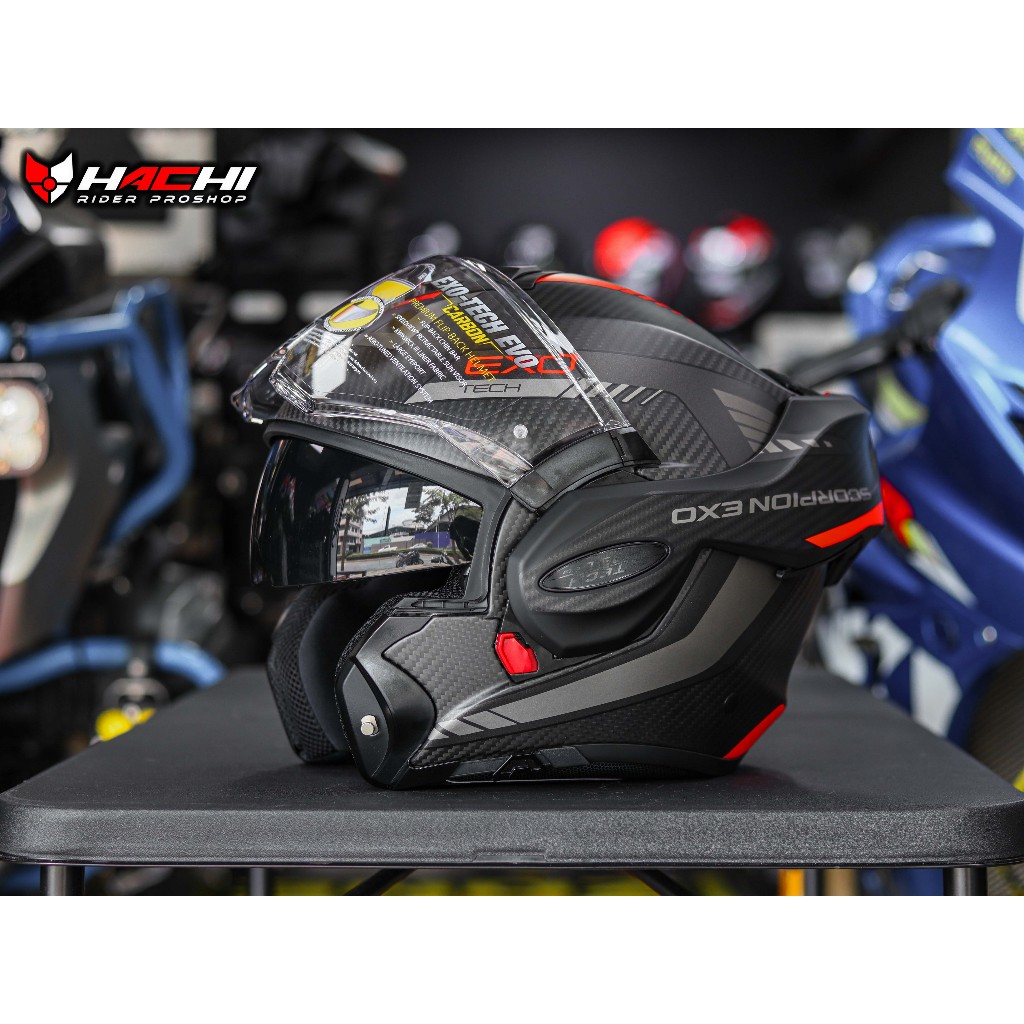 SCORPION EXO TECH EVO CARBON - Cosy Matt Black/Red | Shopee Thailand