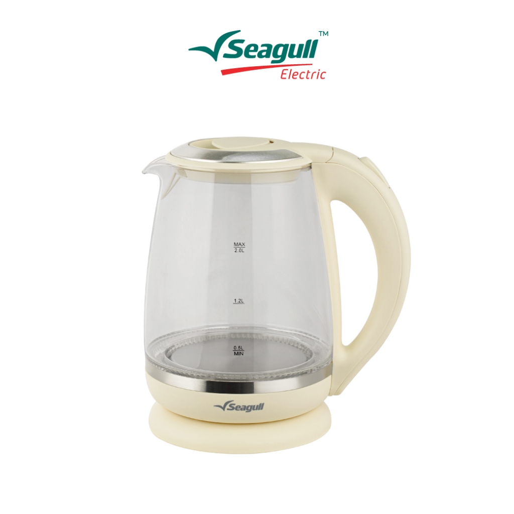 Seagull กาน้ำไฟฟ้าแบบแก้ว 2.0 ลิตร (ครีม) Glass Electric Kettle 2.0 L (Cream) กาน้ำ กาต้มน้ำ กาต้มน้ำไฟฟ้า กาต้มน้ำร้อน