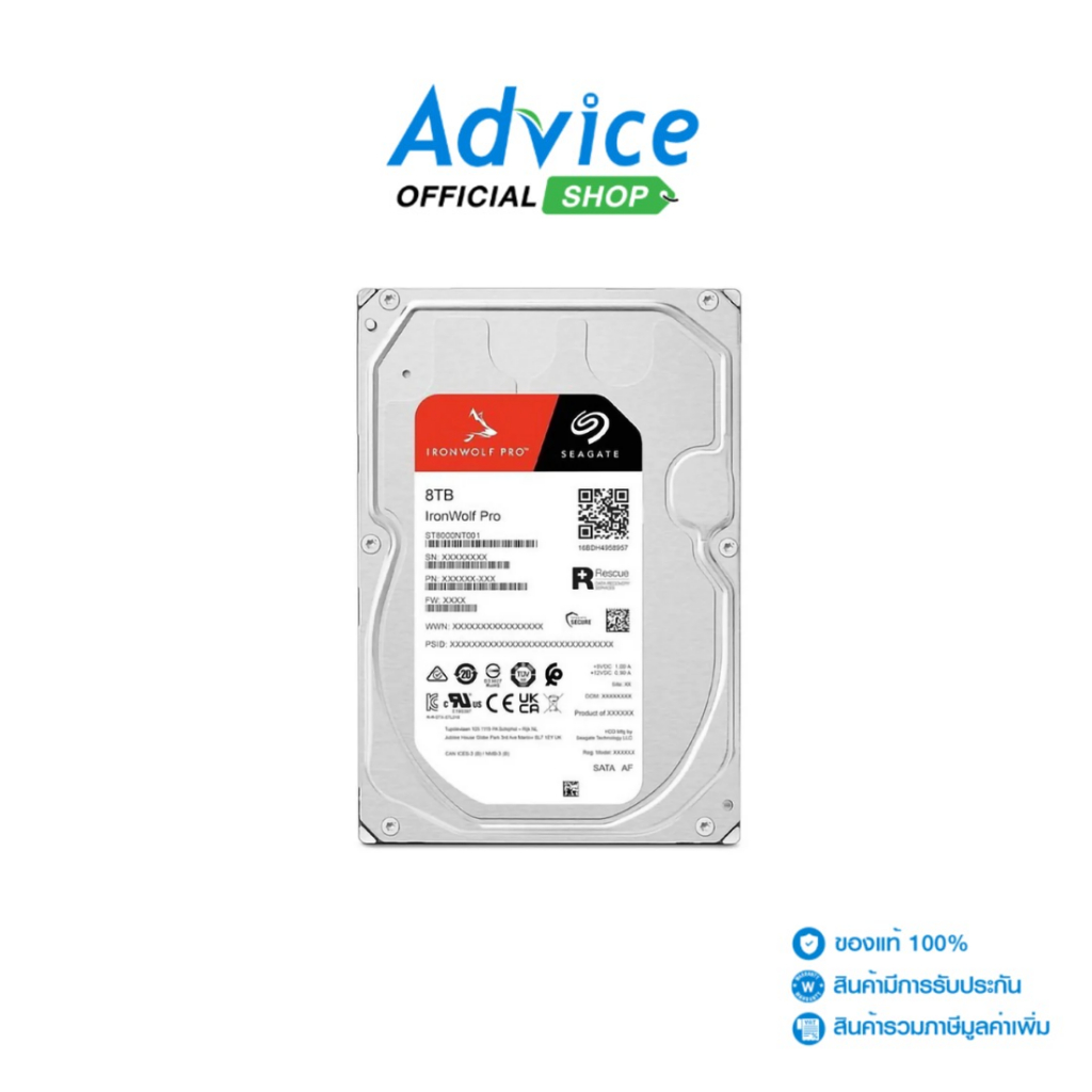 SEAGATE 8 TB HDD IRONWOLF PRO (7200RPM, 256MB, SATA-3, ST8000NT001