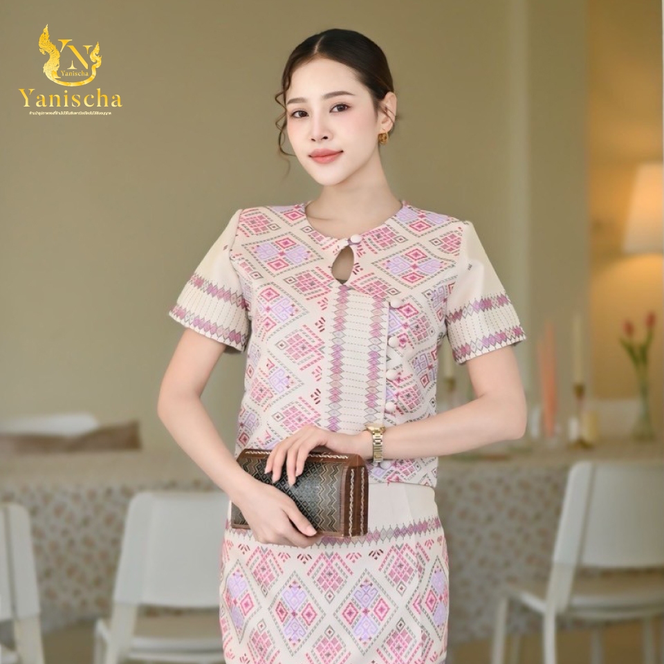 ชุดผ้าไหมไทยญาณิศชา งานช่าง 20 ปี พร้อมส่ง ไซส์ XS-5XL ใส่แล้วดูผอม มุมมองที่ 3