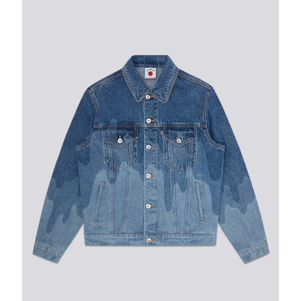 ICE CREAM IC24369 LAZER DRIP DENIM TRUCKER JACKET MID WASH BLUE ...