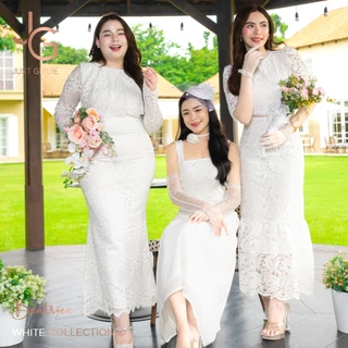 🔥ยอดขายดีอันดับ 1🔥เดรสสีขาว ชุดขาว ชุดลูกไม้สีขาว เดรสออกงาน ชุดขาวใส่ทำบุญไปวัด งานบวช งานแต่ง ราคาถูก มีไซส์ S M L XL