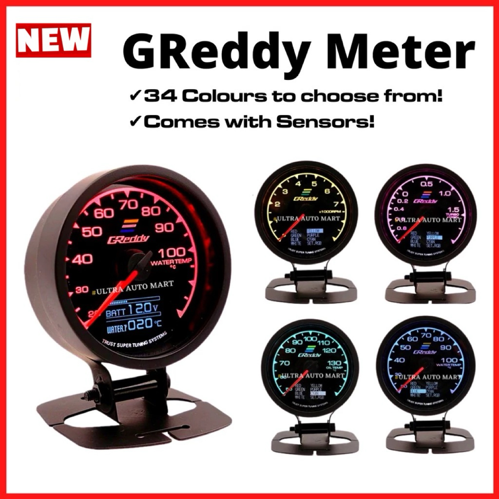 เกจวัด Greddy 2 in 1 สามารถวัด volt ได้ในตัว ตัวหน้าเปลี่ยนสีได้ 34สี ...