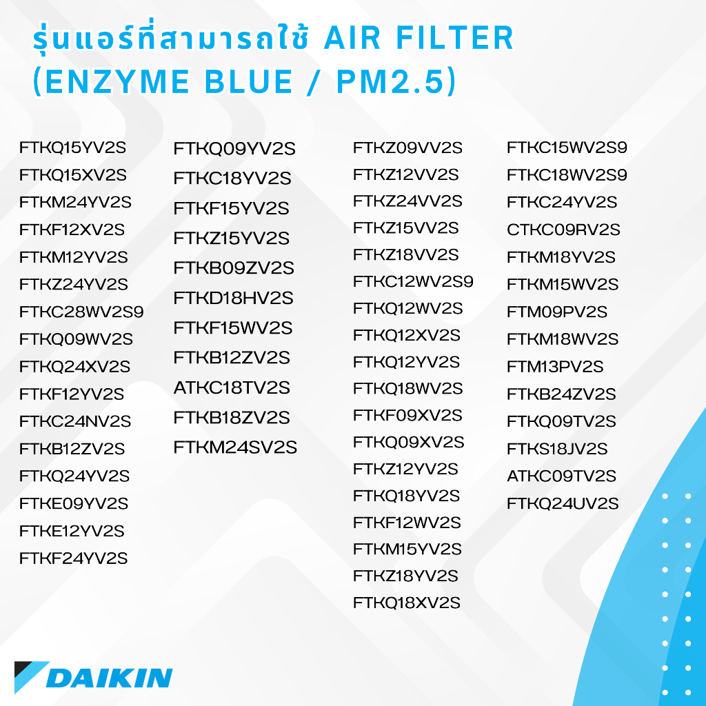 Daikin แผ่นกรอง PM 2.5 & ENZYME BLUE ของแท้ ไดกิ้น ไม่รวมกรอบ | Shopee ...