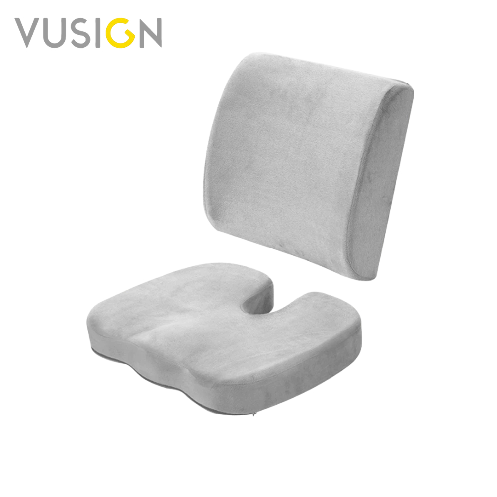 Vusign เบาะรองนั่ง รองหลัง กำมะหยี่ เพื่อสุขภาพ ลดแรงกดทับ นั่งได้นานไม่ปวดตัว Ergonomic Cushion