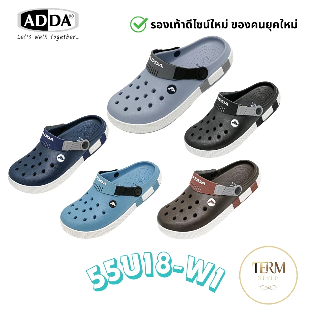 ADDA 55U18-W1 รองเท้าแตะผู้หญิง แบบสวม พื้นโฟม EVA นุ่มเบา ระบายอากาศดี กันลื่น ของแท้