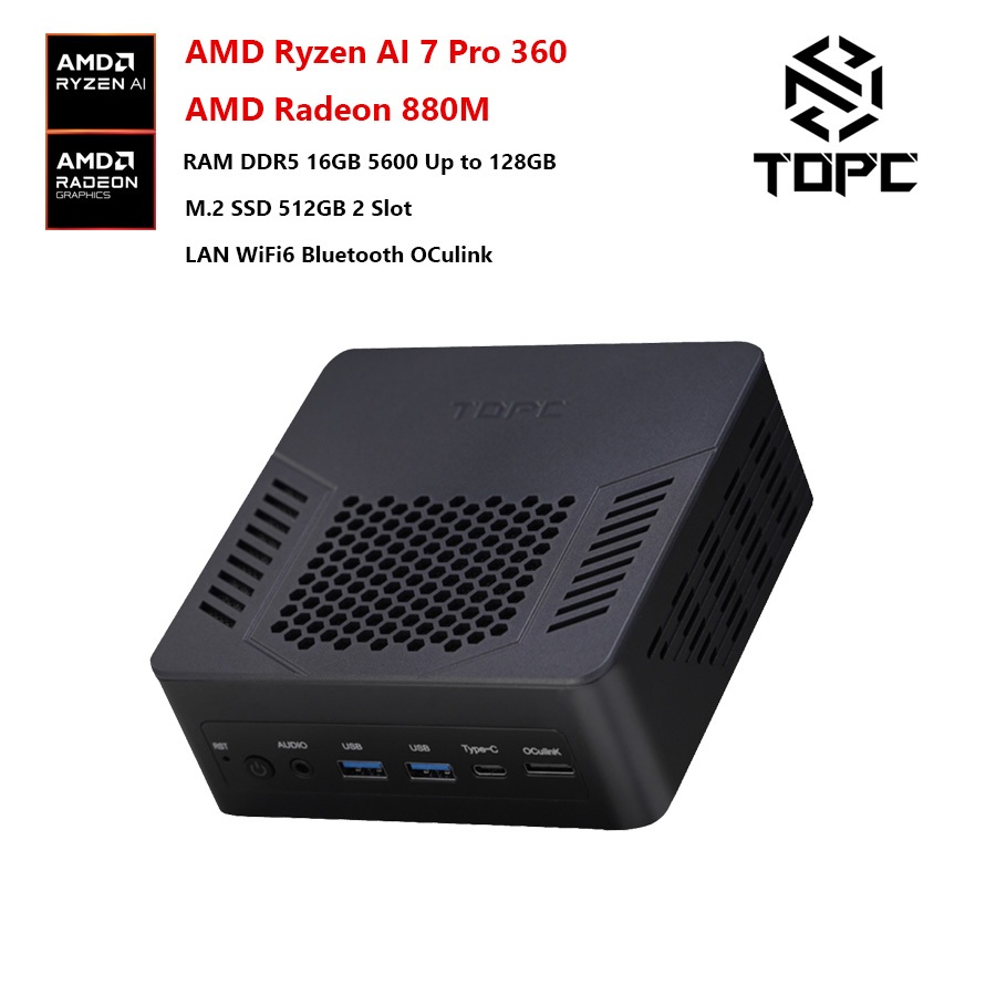 Mini PC Gaming มินิพีซี เกมมิ่ง TOPC TR9 Amd Ryzen AI 7 Pro 360 Radeon ...
