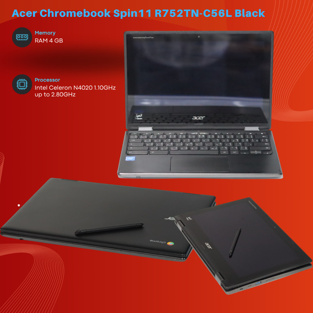 Acer Chromebook Spin11 R752TN-C56L Black-Intel Celeron N4020 1.10GHz up ...