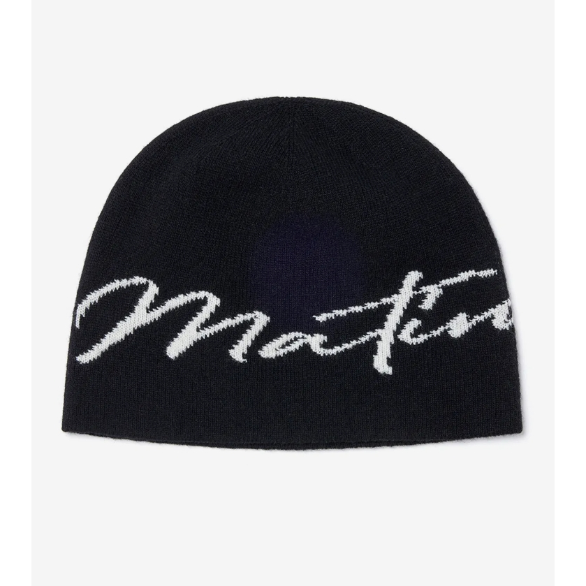 Matin Kim Logo Jacquard Short Beanie in (Black, Grey, White