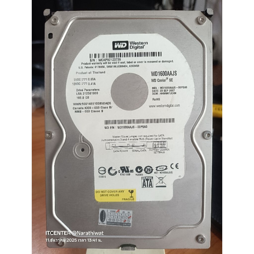 ฮาร์ดดิสก์ มือสอง WD 160 GB. / 500 GB. 3.5 Sata2 7200 Rpm | Shopee Thailand