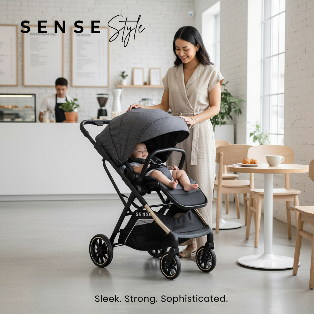 Sense Style รถเข็นเด็ก คันใหญ่สุดหรู ล้อใหญ่ ที่นั่งกว้างพิเศษ ใช้งาน ...