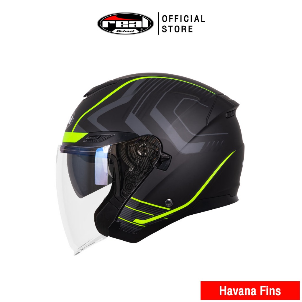 Real Helmets หมวกกันน็อคเปิดหน้า Havana Fins | Shopee Thailand