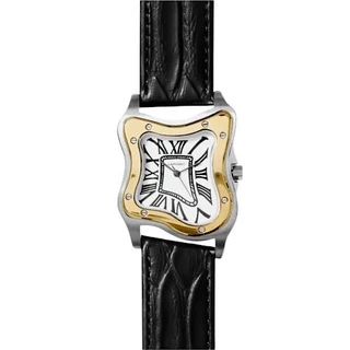 LAPHONT LAURENT WATCH LARGE TWO-TONE CASE LEATHER BAND WHITE DIAL