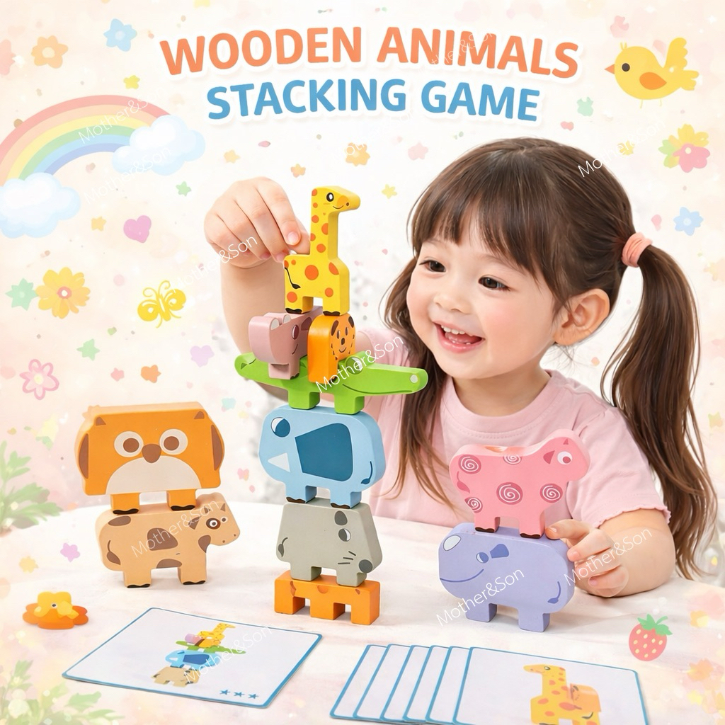 * ออกบิลได้ (แจ้งทางแชท) บล็อกตัวต่อไม้ Animal Stacking Block Game ...