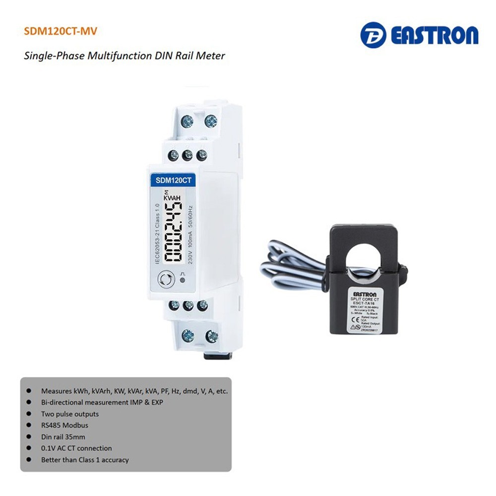 Eastron Energy Meter SDM120CT 1 เฟส สำหรับวัดค่าพลังงานไฟฟ้า RS485 ...