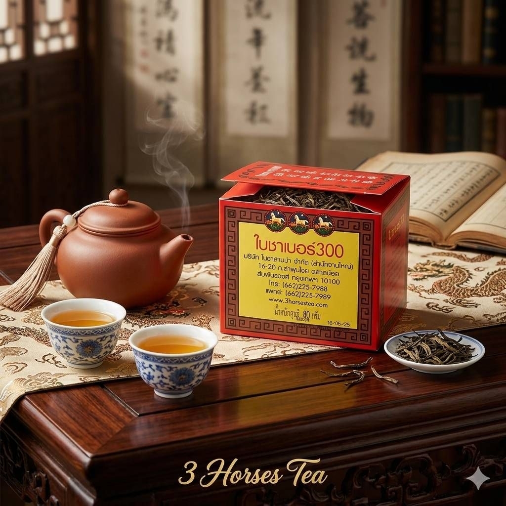 ใบชาสามม้า เบอร์ 300 (80g) Three Horses Tea No. 300 (80g) - Authentic ...