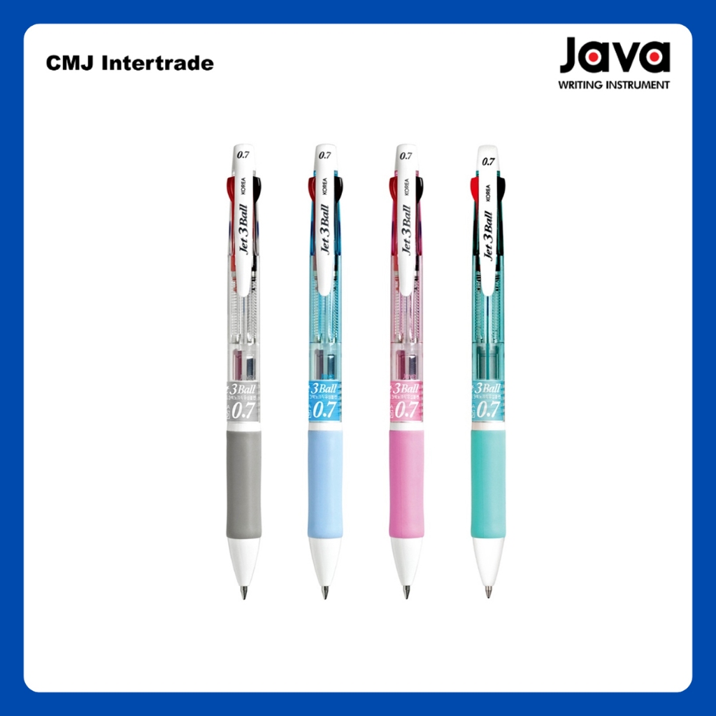 JAVA ปากกาลูกลื่น 3 ระบบ Jet 3 Ball ขนาด 0.7 มม. สามสีในแท่งเดียว สีน้ำ ...