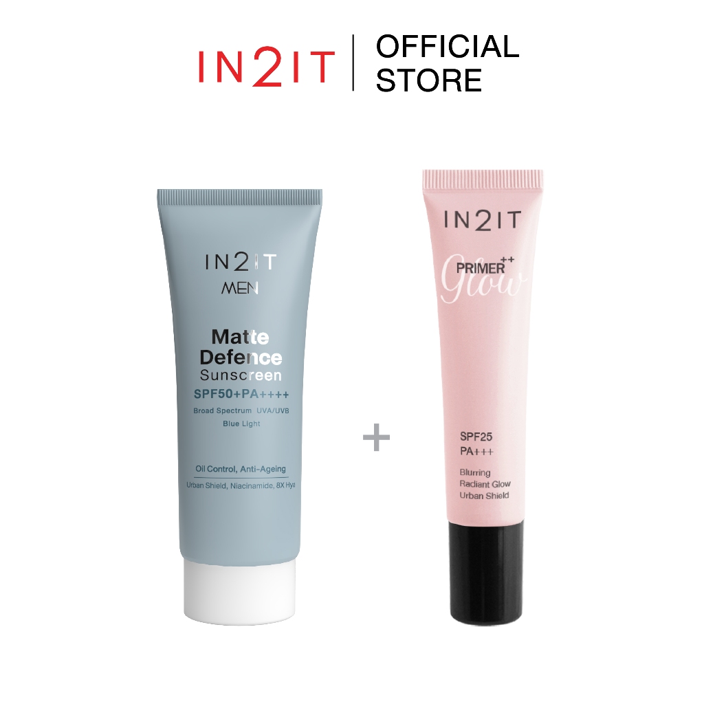 IN2IT SET กันแดดเนื้อเจลน้ำนม+ไพร์เมอร์โกลว์ | Shopee Thailand
