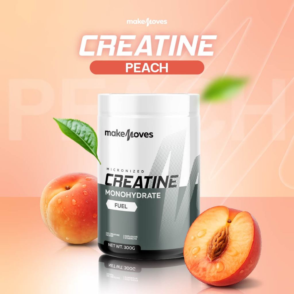 MakeMoves Creatine Peach (300g.) - ครีเอทีนผง 5000 มก. รสพีช เพิ่มแรง ...