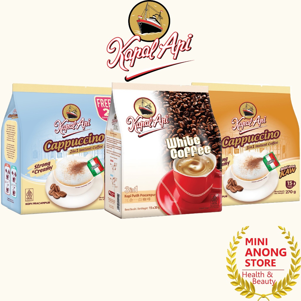 Kapal Api White Coffee Cappuccino 3 in 1 instant coffee กาแฟ คาปาล เอพี ...