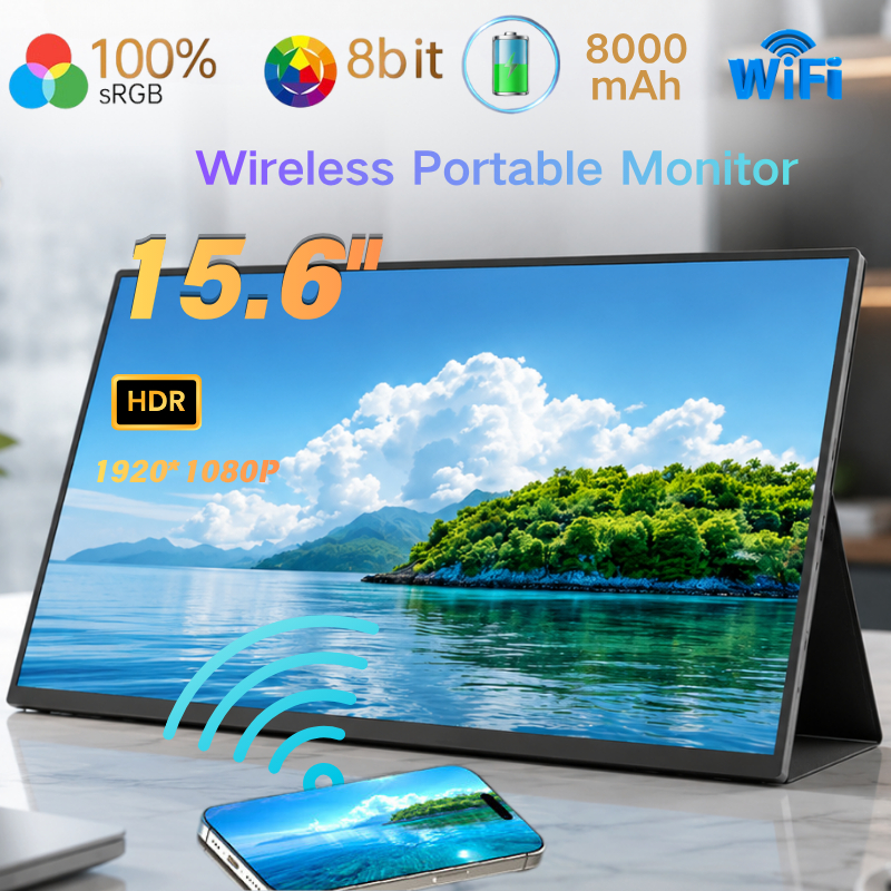 DSL 15.6 Wireless Portable Monitor พร้อมแบตเตอรี่ 8000mAh ในตัว 1080P ...