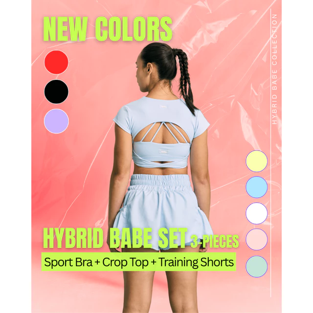 Hyrox Hybrid Babe Set 3 Pieces เซ็ตชุดออกกำลังกาย กระชับ เก็บทรง ระบายอากาศดี