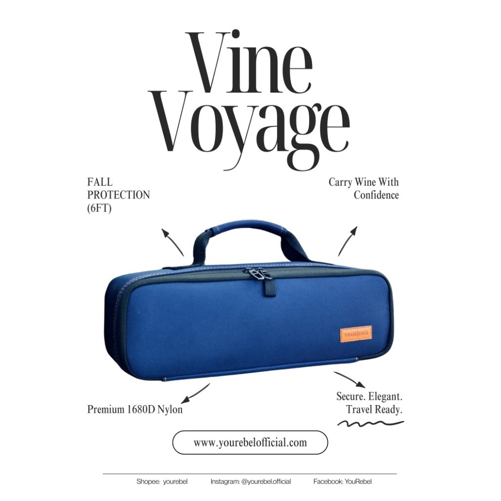 Vine Voyage Single Carry | Shopee Thailand กระเป๋าใส่ไวน์ กันตก 6 ฟุต กันกระแทก พกพา 1 ขวด