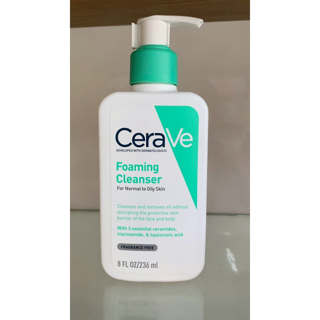 เซราวี CERAVE Foaming Cleanser โฟมทำความสะอาดผิวหน้าและผิวกาย สูตรสำหรับผิวมัน-ผสม 236ml.