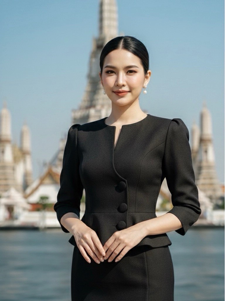เซตลินดา เสื้อผ้าไหมยกลาย กระดุมปาด ระบายชาย ไซส์ S-5XL ใส่สวยทุกไซส์ พรางพุง มุมมองที่ 4