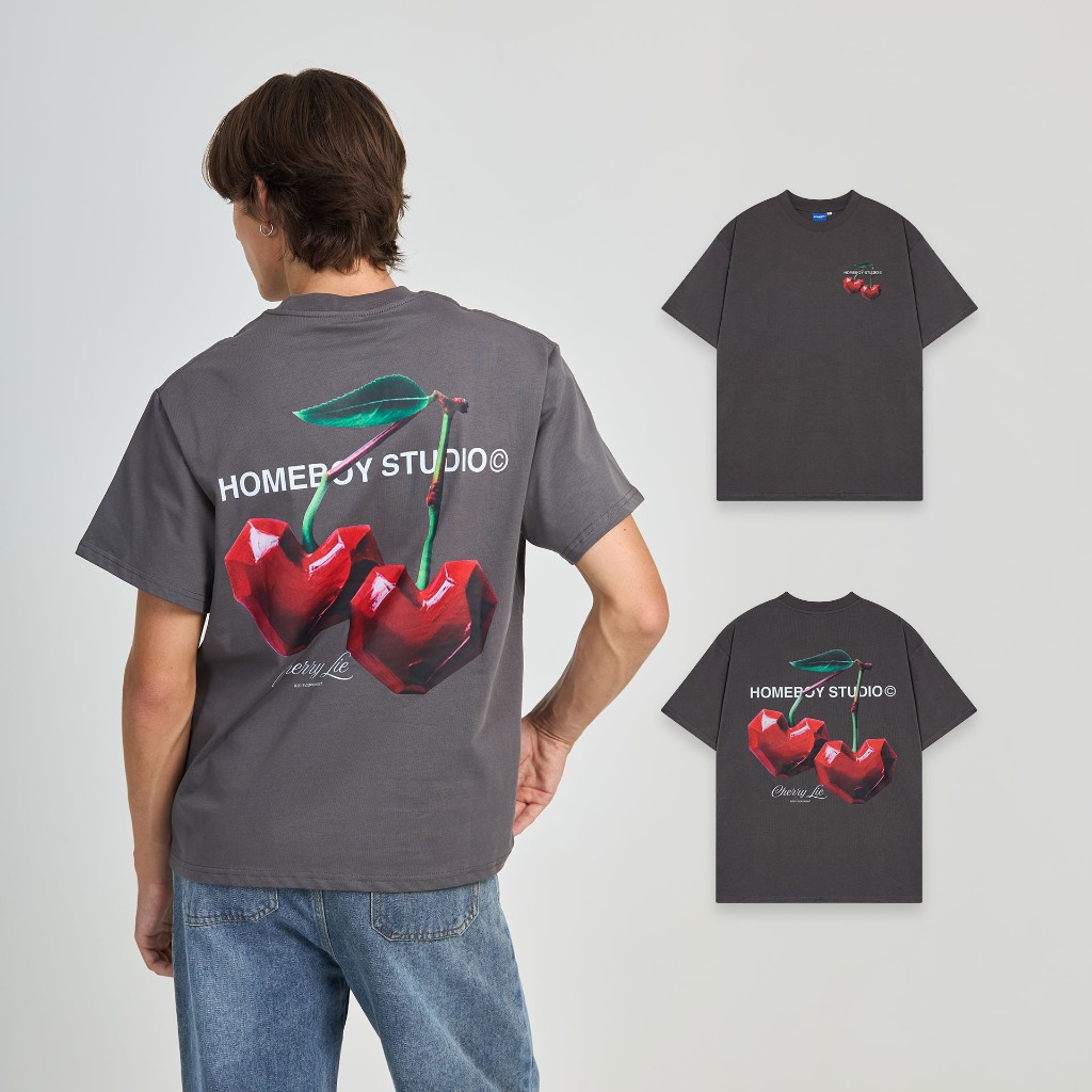HOMEBOY เสื้อOVERSIZE  HB.CHERRY.BOY   คอตตอน100% ใส่ได้ทุกวัน