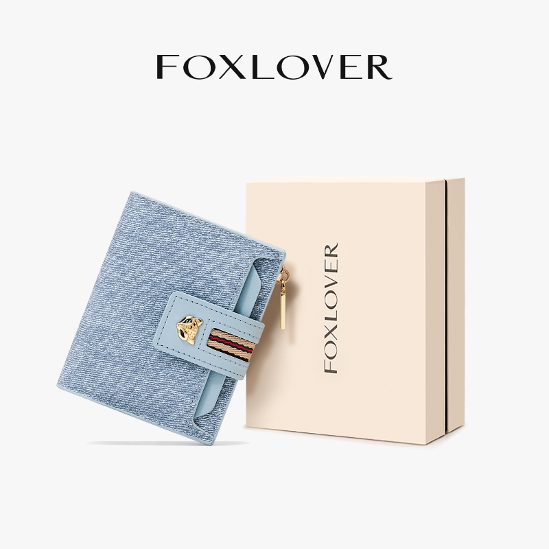 FOXLOVER กระเป๋าสตางค์สั้นสำหรับผู้หญิง มีช่องใส่บัตร 11 ช่อง สามารถใส่บัตรเครดิตได้ พร้อมถุงของขวัญแถม