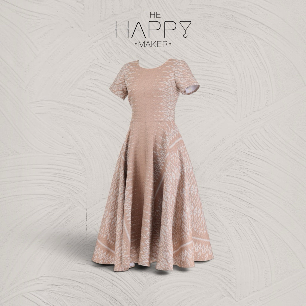 เดรสเจ้าหญิงผ้าฝ้ายราชวัตรสีครีม ทรงสวยทุกรูปร่าง ไซส์ XS-4XL