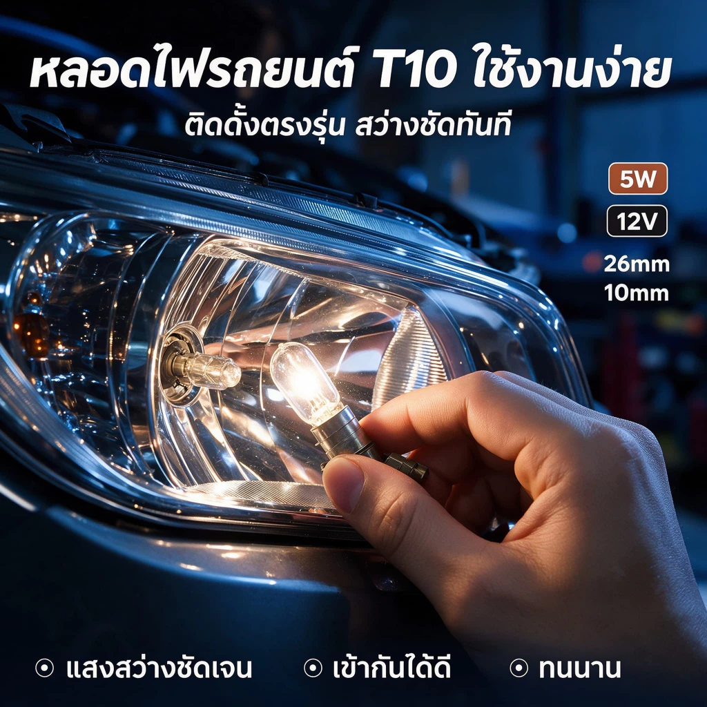 T10 หลอดไฟไมล์ ไฟหรี่ ไฟเกียร์ เวฟ ฮาโลเจน ขั้ว T10 12V 5W 100ชิ้น หลอดไฟเลี้ยว ชนิดฮาโลเจน รูปที่ 3