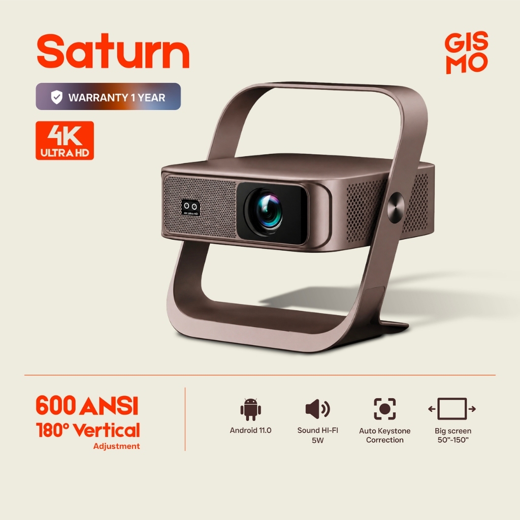 [24HR ส่งทันที] GISMO📍Saturn โปรเจคเตอร์อัจฉริยะ Native Full HD 4K ...