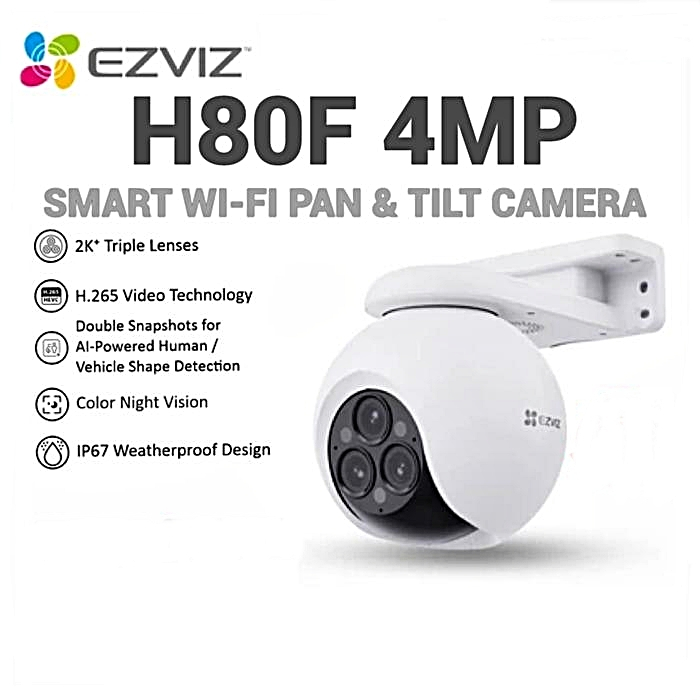 กล้องวงจรปิด 3 เลนส์ EZVIZ H80f Multi 2K x 3 Triple-Lens Smart Home Wi ...