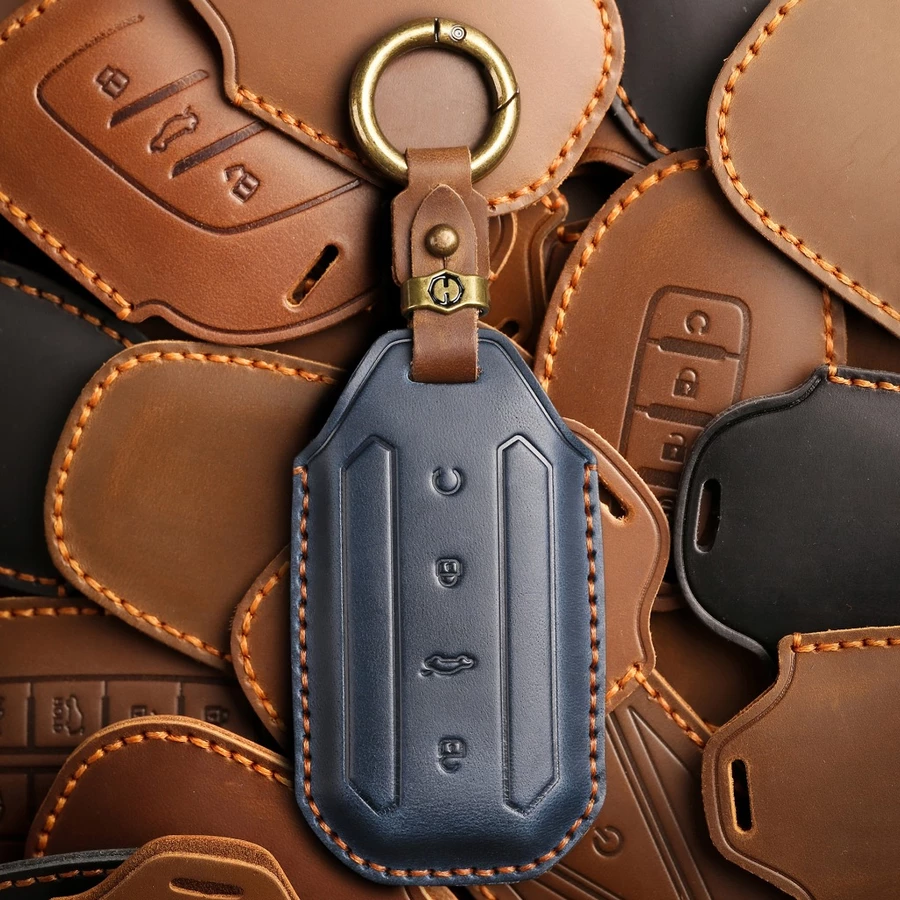 เคสหนังแท้หุ้มพวงกุญแจรีโมตรถ JAECOO 5 EV
