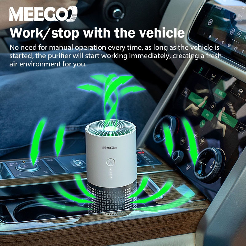 MeeGoo 車用空気清浄機 4.5W ポータブル HEPA フィルター 車内用 粉塵除去 洗浄可能フィルター