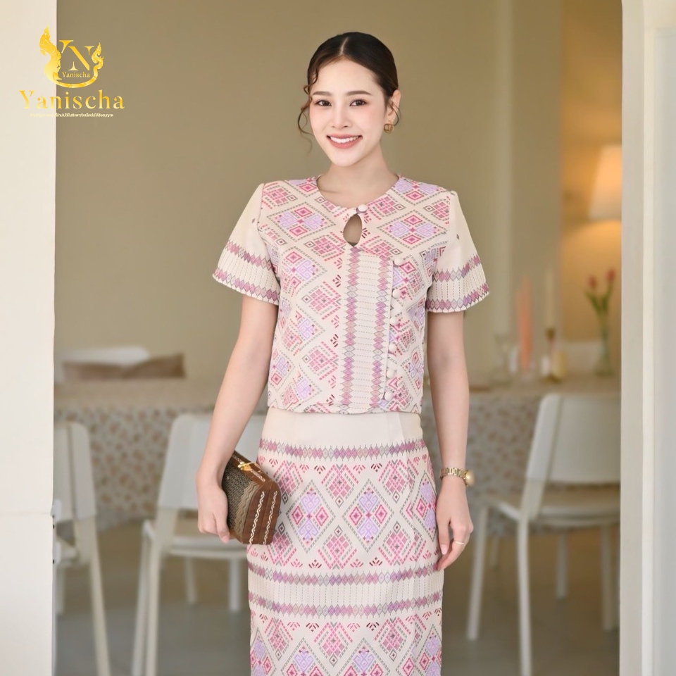 ชุดผ้าไหมไทยญาณิศชา งานช่าง 20 ปี พร้อมส่ง ไซส์ XS-5XL ใส่แล้วดูผอม มุมมองที่ 4