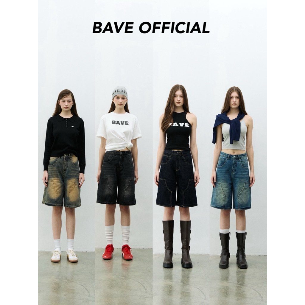 Bave official - TRACK DENIM กางเกงยีนส์สามส่วน | Shopee Thailand