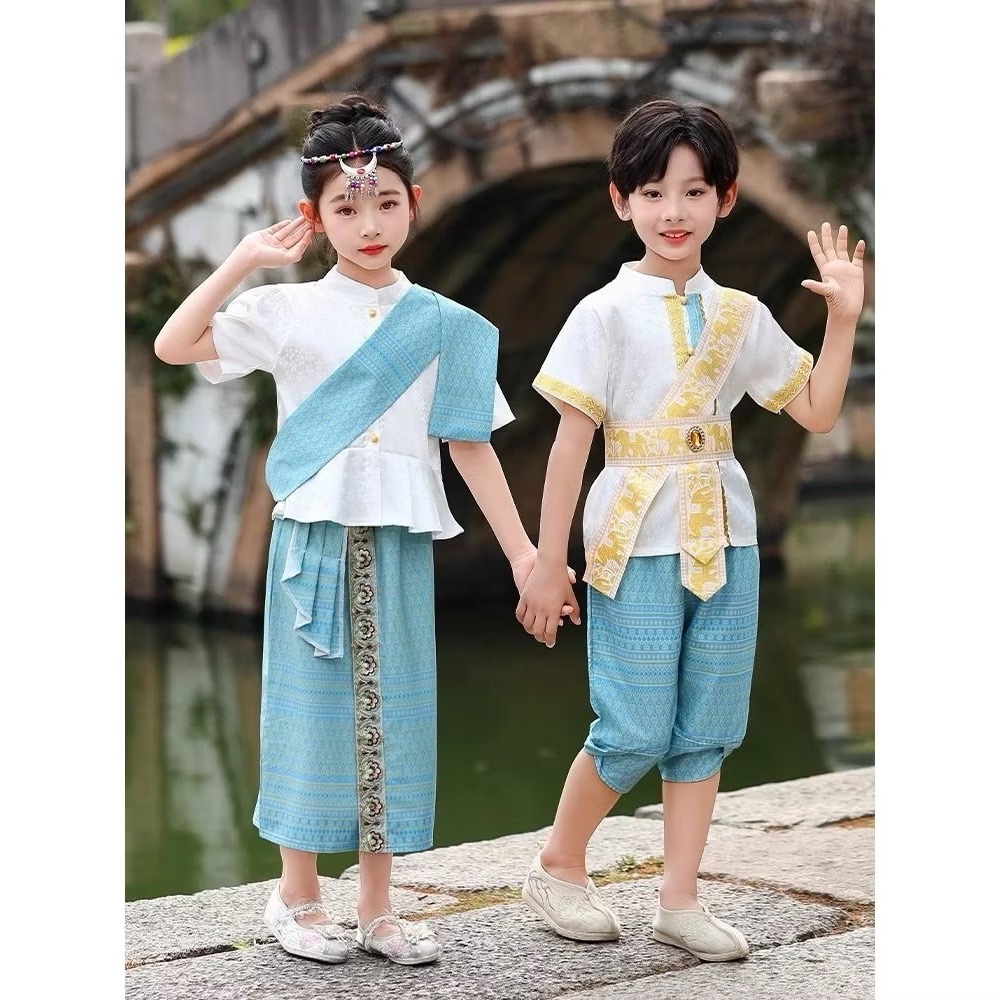ชุดไทยเด็กหญิงสไบลูกไม้ทอง พร้อมใส่ สม็อคหลังเอวยาง สวยหรูรับทุกงาน มุมมองที่ 5