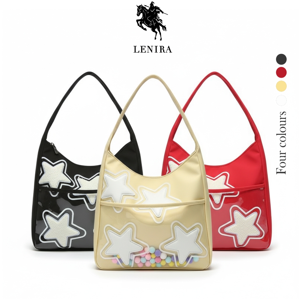 ส่งด่วน Lenira (B2120) กระเป๋าสะพายไหล่ผ้าไนล่อน-มีดาว ด้านหน้าช่องใส่ ...
