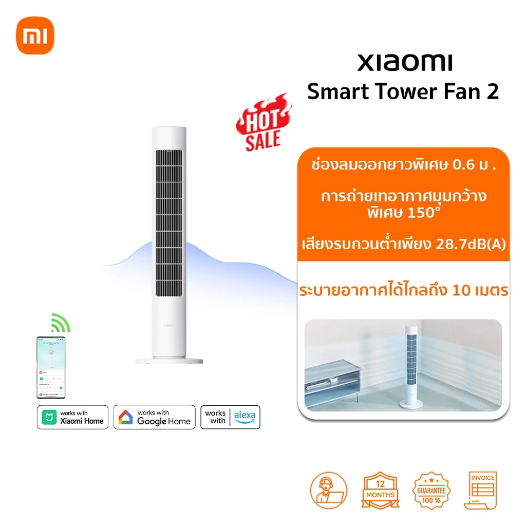 5. Xiaomi Smart Tower Fan 2 พัดลม พัดลมตั้งพื้นอัจฉริยะ