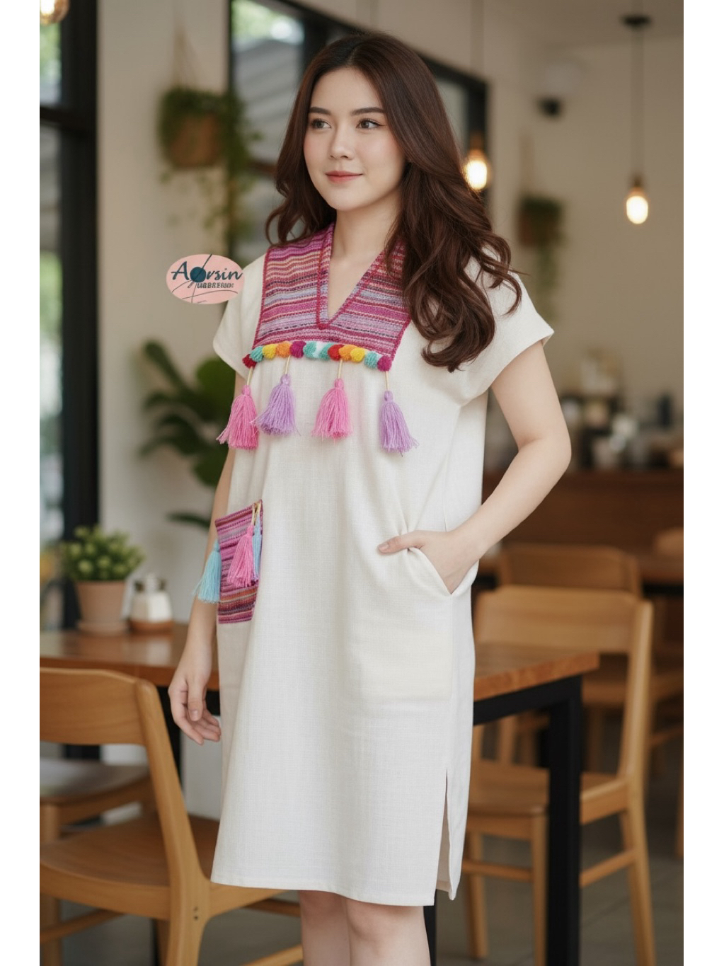 เดรสพื้นเมืองสาวเหนือ ผ้าฝ้ายนุ่ม ใส่สบาย ถูกใจสายมินิมอล | aorsin มุมมองที่ 4