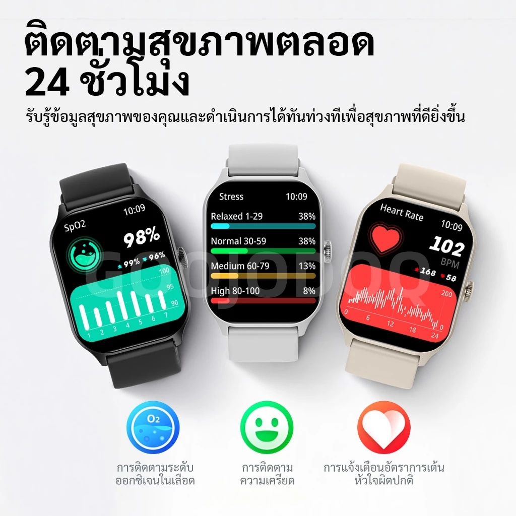GOOJODOQ Fb058 059 สมาร์ทวอทช์ Ip68 กันน้ำ Bluetooth Gps Smartwatch เครื่องวัดสุขภาพ การจัดการฟิตเนส - รูปที่ 3